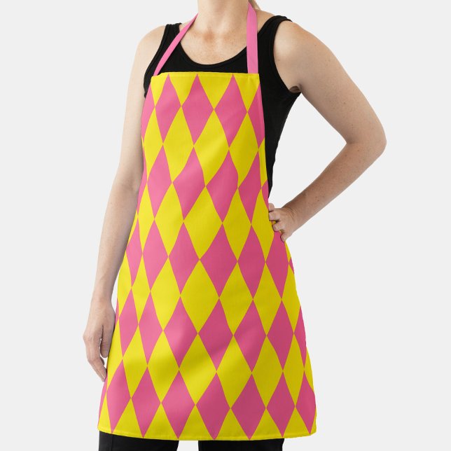 Pink and Yellow Harlequin Checkered Design  Schürze (Von Creator hochgeladen)