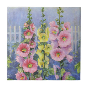 Pink and Yellow Hollyhock von Cargill, 1937 Fliese