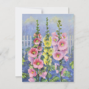 Pink and Yellow Hollyhock von Cargill, 1937 Postkarte
