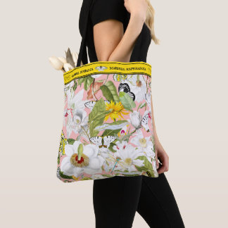 Pink and Yellow Mariposa Personalized Tote Bag