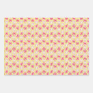 pink and yellow retro flower geschenkpapier set