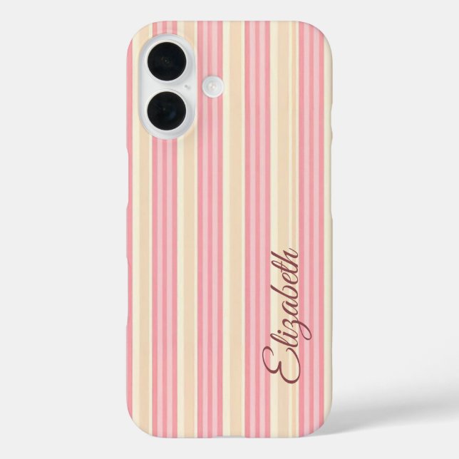 Pink and Yellow Striped Case-Mate iPhone Hülle (Rückseite)