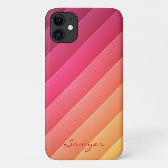 Pink and Yellow Striped Case-Mate iPhone Hülle (Rückseite)