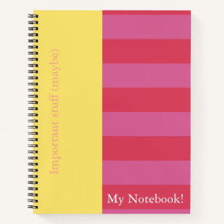 Pink and Yellow striped notebook cover design Notizbuch