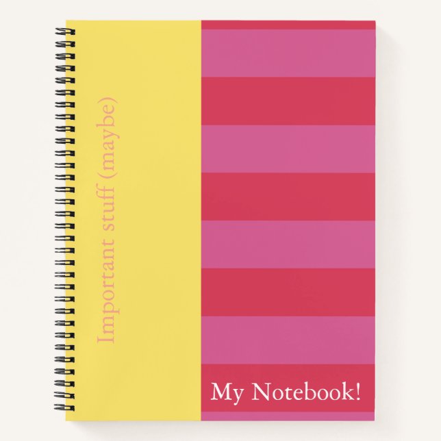 Pink and Yellow striped notebook cover design Notizbuch (Vorderseite)
