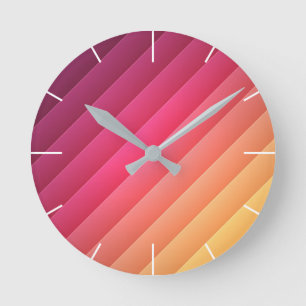 Pink and Yellow Striped Runde Wanduhr