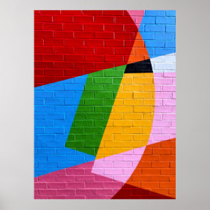 Pink and yellow wall paint poster