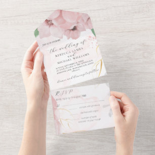 Pink Anemone All in One Wedite Einladung