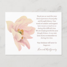 Pink Anemone Beerdigung Danke Karte, Beileid