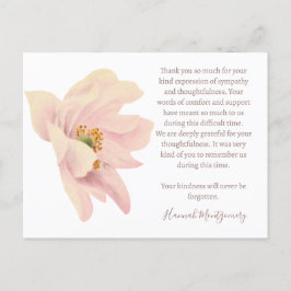 Pink Anemone Beerdigung Danke Karte, Beileid Postkarte