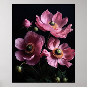 Pink Anemone Blume Art Print Poster