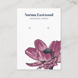 Pink Anemone Blume Blossom Earring Display Card Visitenkarte