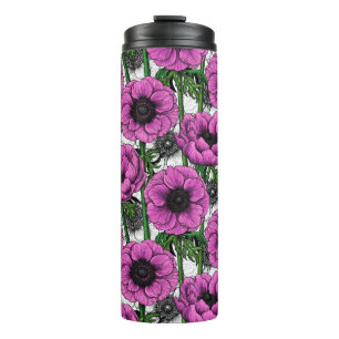 Pink Anemone Garden Thermal Tumbler Thermosbecher