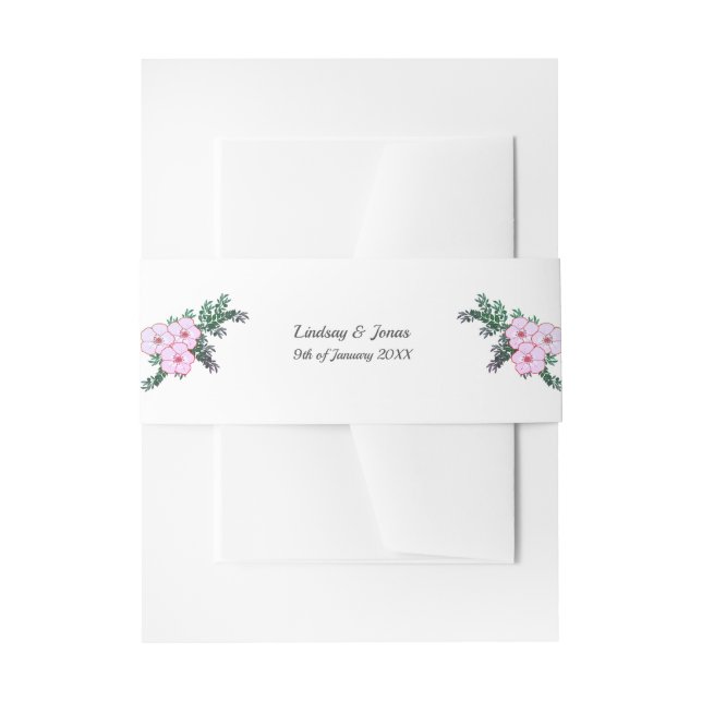 Pink Anemone Grüne Floral Wedding Bands Einladungsbanderole (Vorderseite Beispiel)