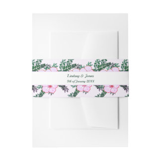 Pink Anemone Grüne Floral Wedding Bands Einladungsbanderole