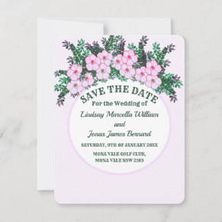 Pink Anemone Grünpflanzen Save the Date Blütenpfla Einladung