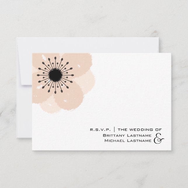 Pink Anemone Moderne Wedding R.S.V.P. RSVP Karte (Vorderseite)