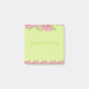 Pink Anemones Dinge tun, um grüne Post-it-Notizen Post-it Klebezettel