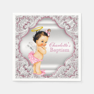 Pink Angel Girl Baptisse Serviette