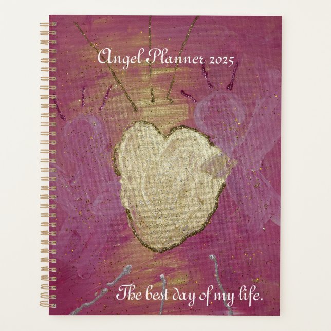 Pink angel gold heart planner planer (Vorderseite)