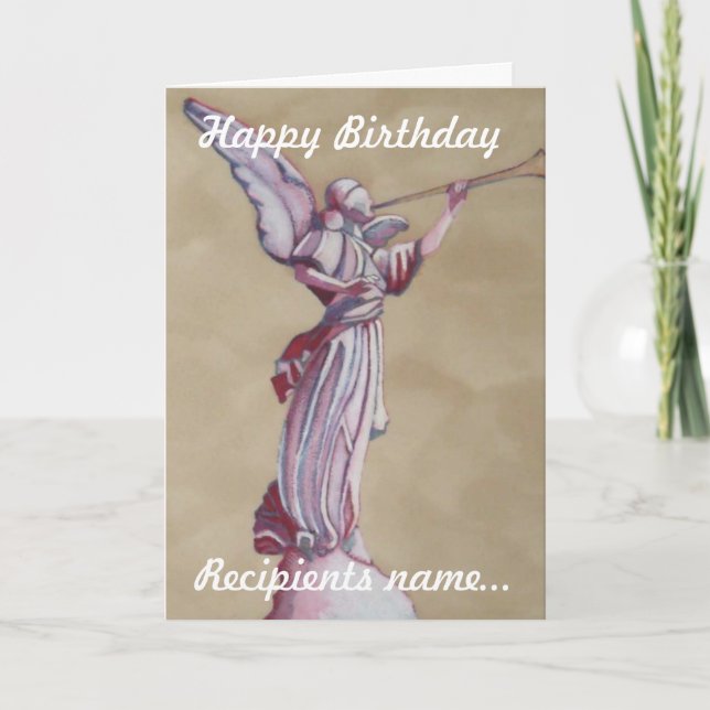 Pink Angel Personalisiert Happy Birthday Art Card Karte (Vorderseite)