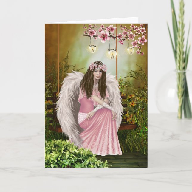 Pink Angel Sympathy Card Karte (Vorderseite)