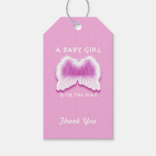 Pink Angel Wings Baby Shower Tags Geschenkanhänger