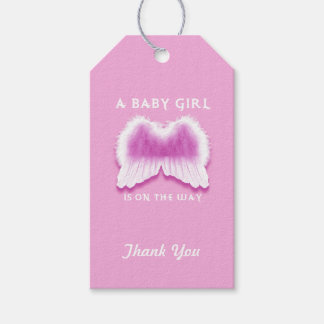 Pink Angel Wings Baby Shower Tags Geschenkanhänger