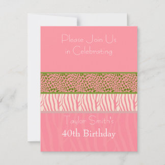Pink Animal Print Birthday Einladung