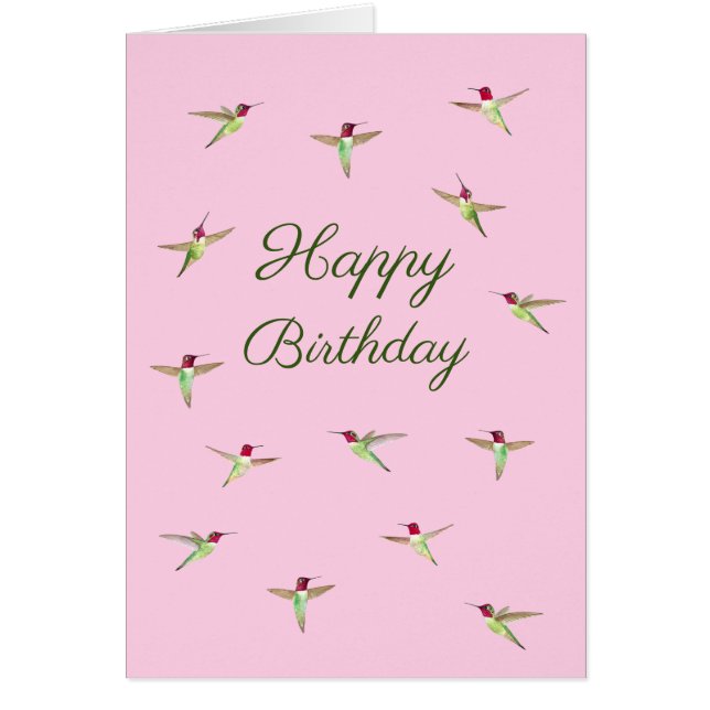 Pink Anna’s Hummingbirds Birthday Card (Vorne)