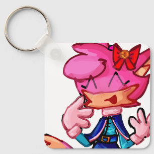Pink Anthro Cartoon Tierischer Schlüsselanhänger