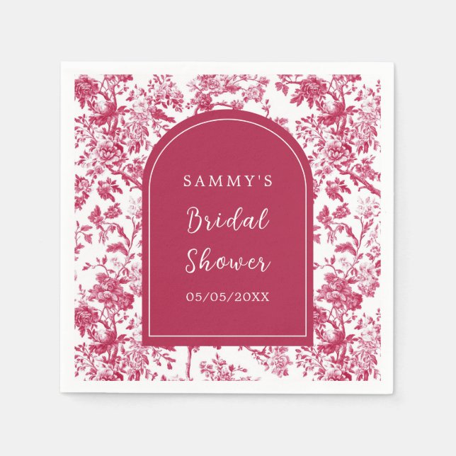 Pink Antique Chinoiserie Brautparty Serviette (Vorderseite)