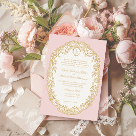Pink Antique Paris Monogram Invitation Einladung