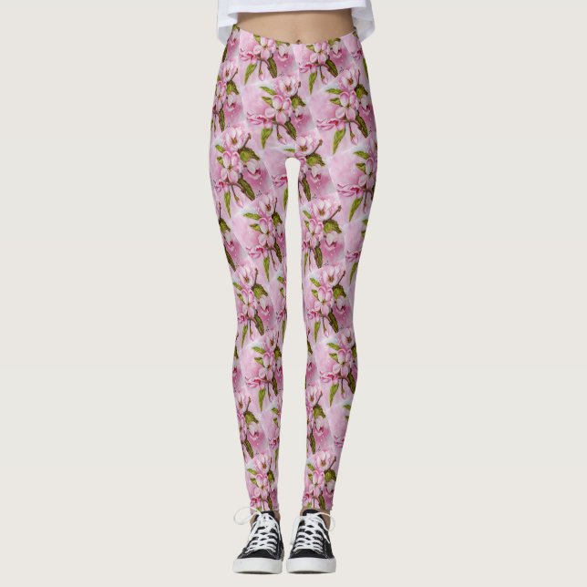 PINK APPBLOSSOM FLORAL LEGGINGS (Vorderseite)