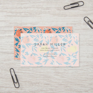 Pink Apple floral Muster Lehrer Business Card Visitenkarte