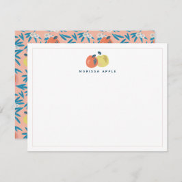 Pink Apple Floral Teacher Stationery Note Card Mitteilungskarte