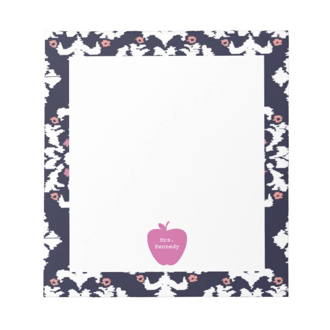 Pink Apple Ikat Lehrer Notizblock (Vorderseite)