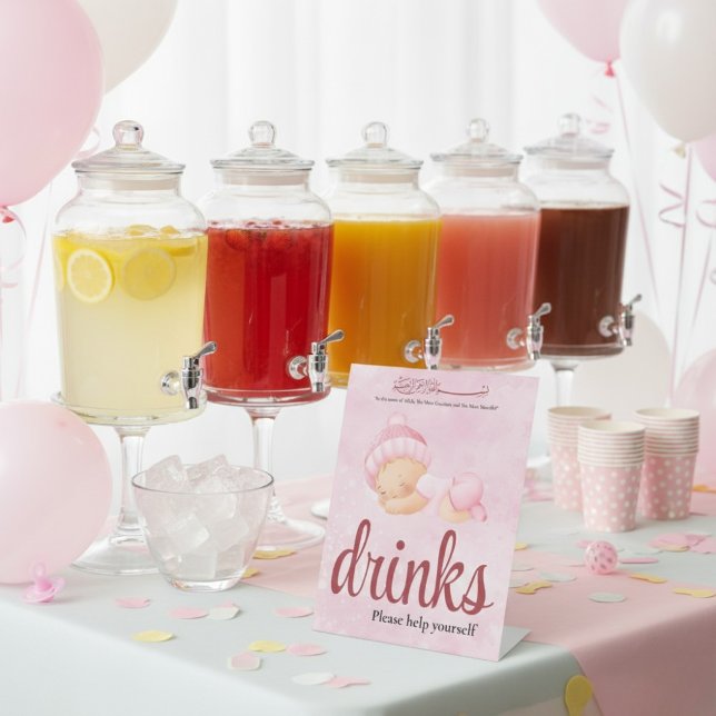 Pink Aqeeqah Baby girl drinks Sign Sockelschild (Von Creator hochgeladen)