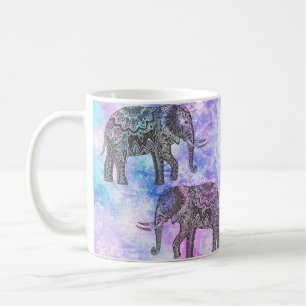 Pink Aqua Black Elephant Bright Tribal Kaffeetasse