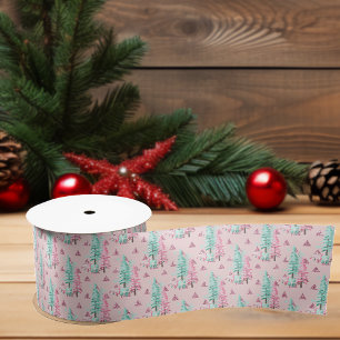 Pink Aqua Blauer Weihnachtsbaum Satinband