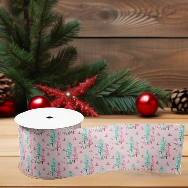 Pink Aqua Blauer Weihnachtsbaum Satinband (Von Creator hochgeladen)