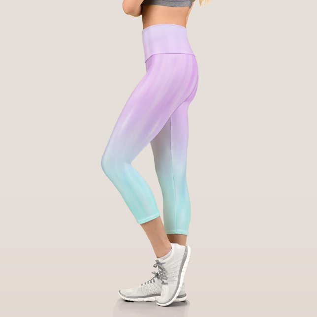 Pink Aqua Blue Pastel Gradient Ombre Girly Chic Capri Leggings (Links)
