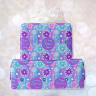 Pink Aqua Floral Happy Pension Personalisierte Nam Geschenkpapier