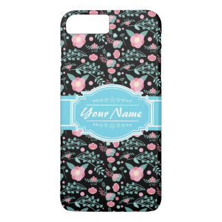 Pink Aqua Floral Muster in Schwarz Personalisiert Case-Mate iPhone Hülle