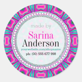 Pink Aqua Hippie Sonnenschein aus Etiketten Runder Aufkleber