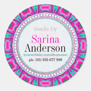Pink Aqua Hippie Sonnenschein aus Etiketten Runder Aufkleber