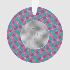 Pink Aqua Mint Mermaid Glitz Ornament