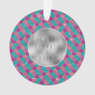 Pink Aqua Mint Mermaid Glitz Ornament