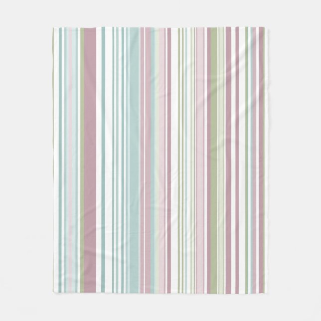 Pink, Aqua, mint, spring rain and mauve stripes Fleecedecke (Vorderseite)