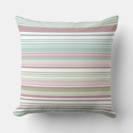 Pink, Aqua, mint, spring rain and mauve stripes Kissen